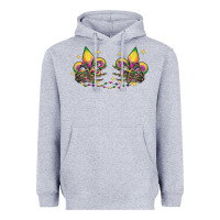 Heather Grey skeleton hands mardi gras Heavyweight Hoodie - CowGirlArtShop
