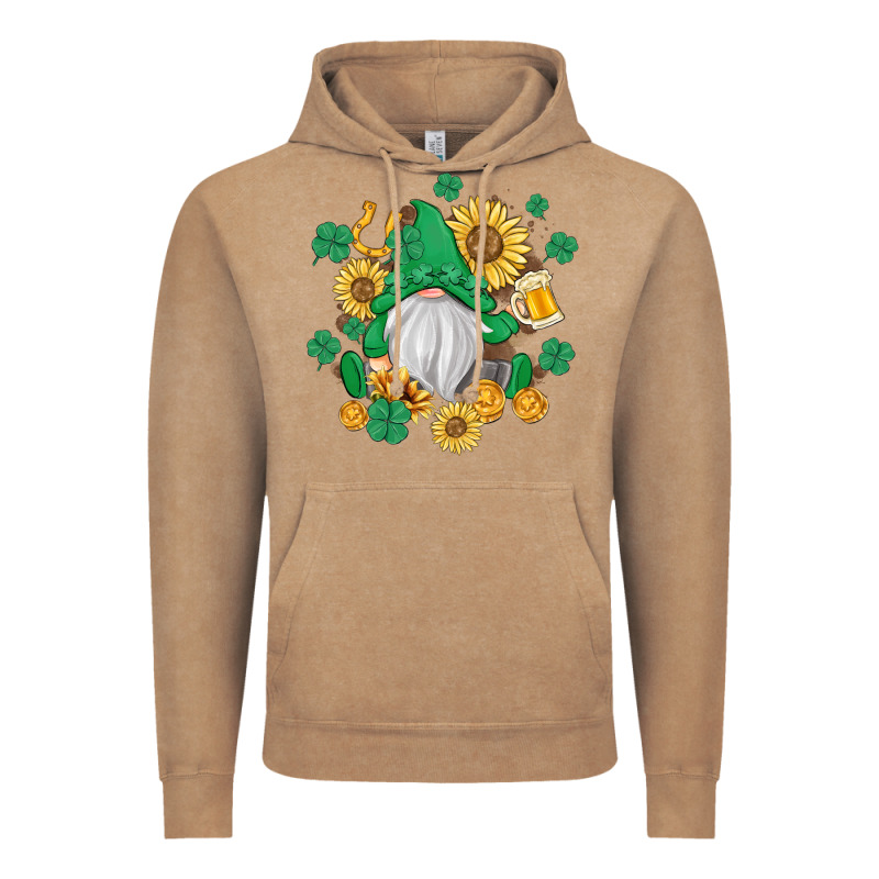 St Patrick's Day Shamrock Sunflowers Gnome Vintage Hoodie by MaliasSmallBusiness | Teevron