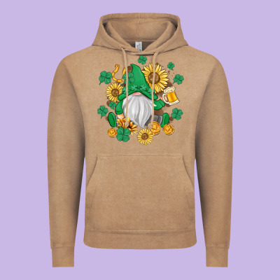St Patrick's Day Shamrock Sunflowers Gnome Vintage Hoodie Designed By Maliassmallbusiness