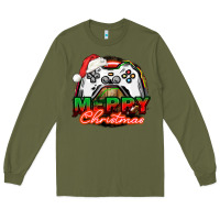 Army Green Gamer Merry Christmas Long Sleeve Tee - NancyCooperArtShop