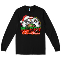 Black Gamer Merry Christmas Long Sleeve Tee - NancyCooperArtShop