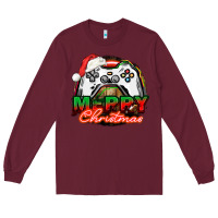 Burgundy Gamer Merry Christmas Long Sleeve Tee - NancyCooperArtShop