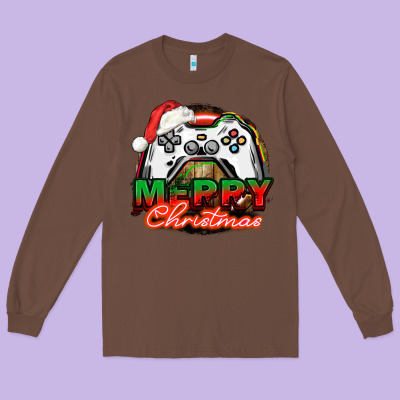 Gamer Merry Christmas Long Sleeve Tee Designed By Nancycooperartshop