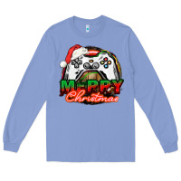 Colony Blue Gamer Merry Christmas Long Sleeve Tee - NancyCooperArtShop