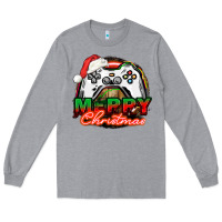 Heather Grey Gamer Merry Christmas Long Sleeve Tee - NancyCooperArtShop