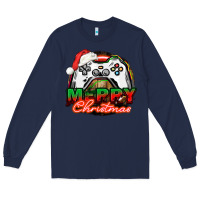 Navy Gamer Merry Christmas Long Sleeve Tee - NancyCooperArtShop