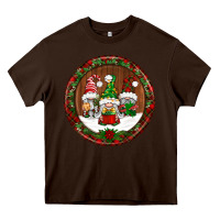 Chocolate Brown christmas gnomies christmas ornament Heavy Core Tee - BundleAndBundleShop