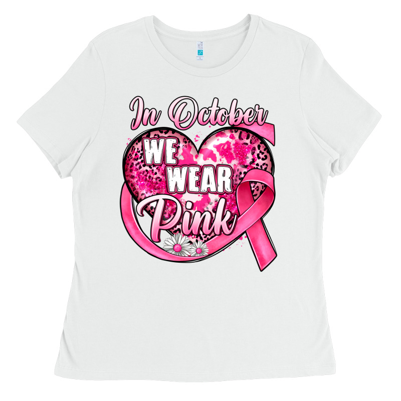In October We Wear Pink Heart Ladies Tee by JahusDesignShop | Teevron