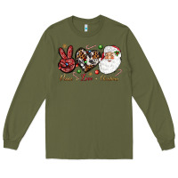Army Green Peace love Christmas Long Sleeve Tee - NancyCooperArtShop