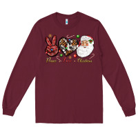Burgundy Peace love Christmas Long Sleeve Tee - NancyCooperArtShop