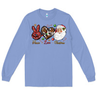 Colony Blue Peace love Christmas Long Sleeve Tee - NancyCooperArtShop