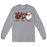 Heather Grey Peace love Christmas Long Sleeve Tee - NancyCooperArtShop