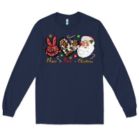 Navy Peace love Christmas Long Sleeve Tee - NancyCooperArtShop