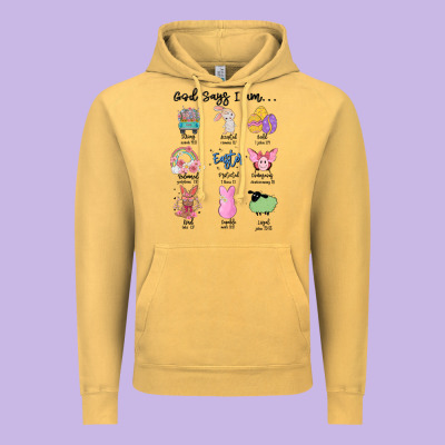 Gos Says ı Am Easter Vintage Hoodie Designed By Maliassmallbusiness