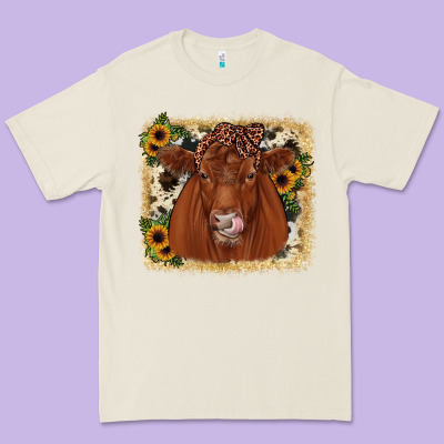 Red Angus Cowhide Sunflower Premium Tee Designed By Jahusdesignshop