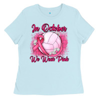 Baby Blue in october we wear pink breast cancer valleybal Ladies Tee - JahusDesignShop