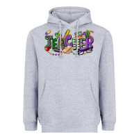 Heather Grey teacher mardi gras Heavyweight Hoodie - CowGirlArtShop