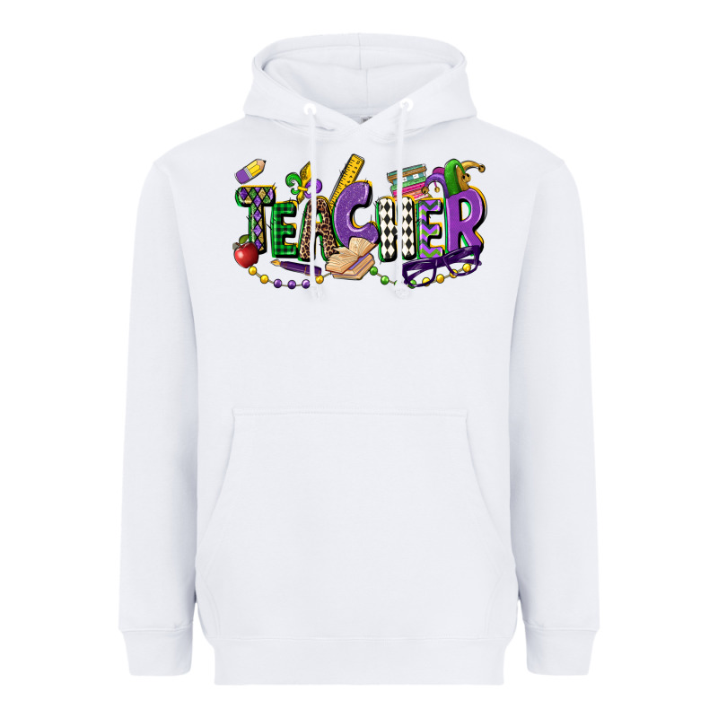 Teacher Mardi Gras Heavyweight Hoodie by CowGirlArtShop | Teevron