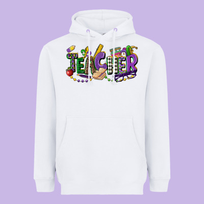 Teacher Mardi Gras Heavyweight Hoodie Designed By Cowgirlartshop