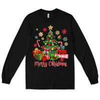 Black merry christmas tree with gift box Long Sleeve Tee - MaliasSmallBusiness