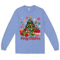 Colony Blue merry christmas tree with gift box Long Sleeve Tee - MaliasSmallBusiness