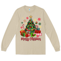 Mushroom merry christmas tree with gift box Long Sleeve Tee - MaliasSmallBusiness