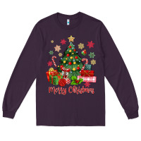 Plum merry christmas tree with gift box Long Sleeve Tee - MaliasSmallBusiness