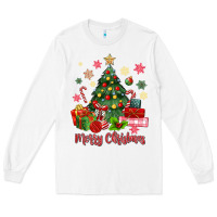 White merry christmas tree with gift box Long Sleeve Tee - MaliasSmallBusiness
