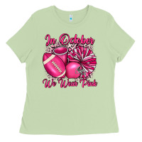 Matcha in october we wear pink cheer with football breast Ladies Tee - JahusDesignShop