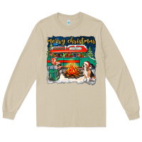 Mushroom Merry Christmas with camper van Long Sleeve Tee - NancyCooperArtShop