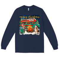 Navy Merry Christmas with camper van Long Sleeve Tee - NancyCooperArtShop