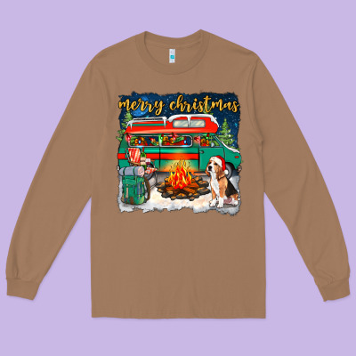 Merry Christmas With Camper Van Long Sleeve Tee Designed By Nancycooperartshop