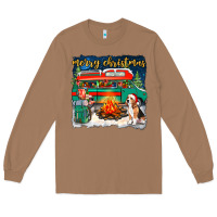 Toasted Coconut Merry Christmas with camper van Long Sleeve Tee - NancyCooperArtShop