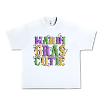White mardi gras cutie Urban Heavy Tee - MaliasSmallBusiness