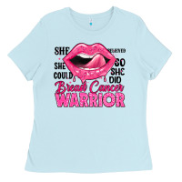 Baby Blue breast cancer warrior lips Ladies Tee - JahusDesignShop