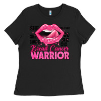 Black breast cancer warrior lips Ladies Tee - JahusDesignShop