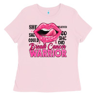 Bubblegum Pink breast cancer warrior lips Ladies Tee - JahusDesignShop