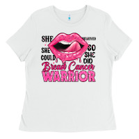 White breast cancer warrior lips Ladies Tee - JahusDesignShop