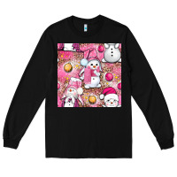 Black Pink Christmas cute snowman Long Sleeve Tee - NancyCooperArtShop
