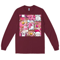 Burgundy Pink Christmas cute snowman Long Sleeve Tee - NancyCooperArtShop