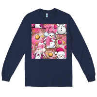Navy Pink Christmas cute snowman Long Sleeve Tee - NancyCooperArtShop