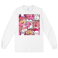 White Pink Christmas cute snowman Long Sleeve Tee - NancyCooperArtShop