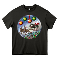 Asphalt santa claus with deer christmas ornament Heavy Core Tee - BundleAndBundleShop