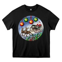 Black santa claus with deer christmas ornament Heavy Core Tee - BundleAndBundleShop