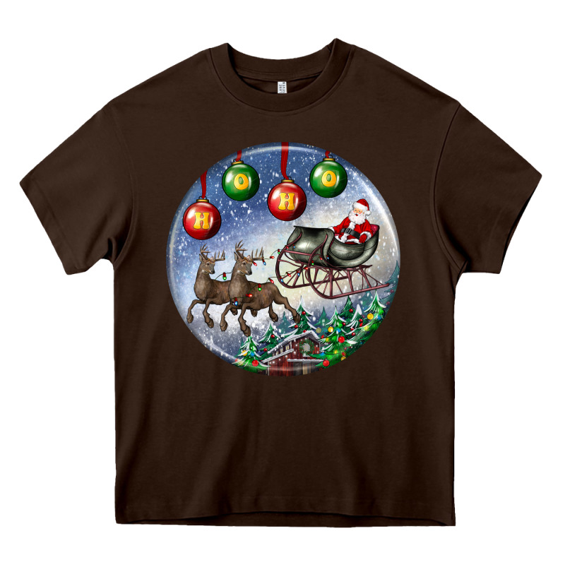Santa Claus With Deer Christmas Ornament Heavy Core Tee by BundleAndBundleShop | Teevron