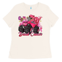Bone crush breast cancer monster truck with dinosaur Ladies Tee - JahusDesignShop
