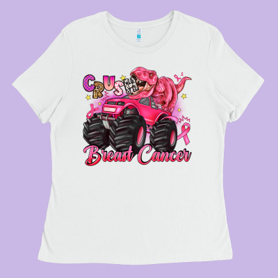 Crush Breast Cancer Monster Truck With Dinosaur Ladies Tee Designed By Jahusdesignshop