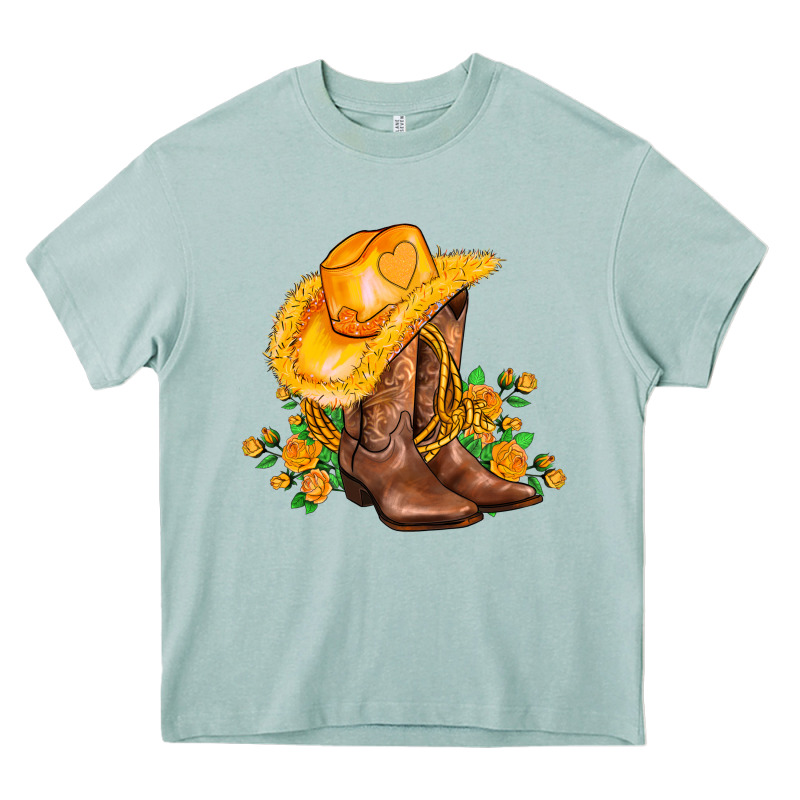 Yellow  Cowgirl And Roses Heavy Core Tee by AdoDesignShop | Teevron