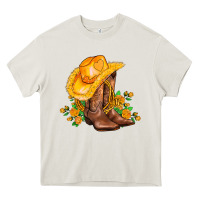 Cream yellow  cowgirl and roses Heavy Core Tee - AdoDesignShop