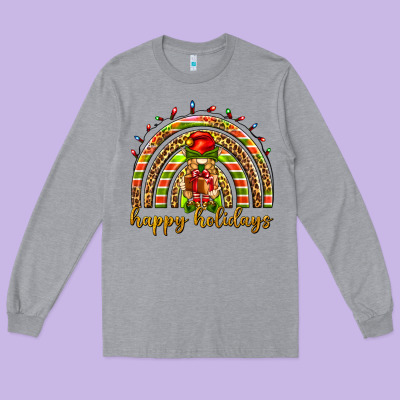 Happy Holidays Elf Gnome Long Sleeve Tee Designed By Nancycooperartshop
